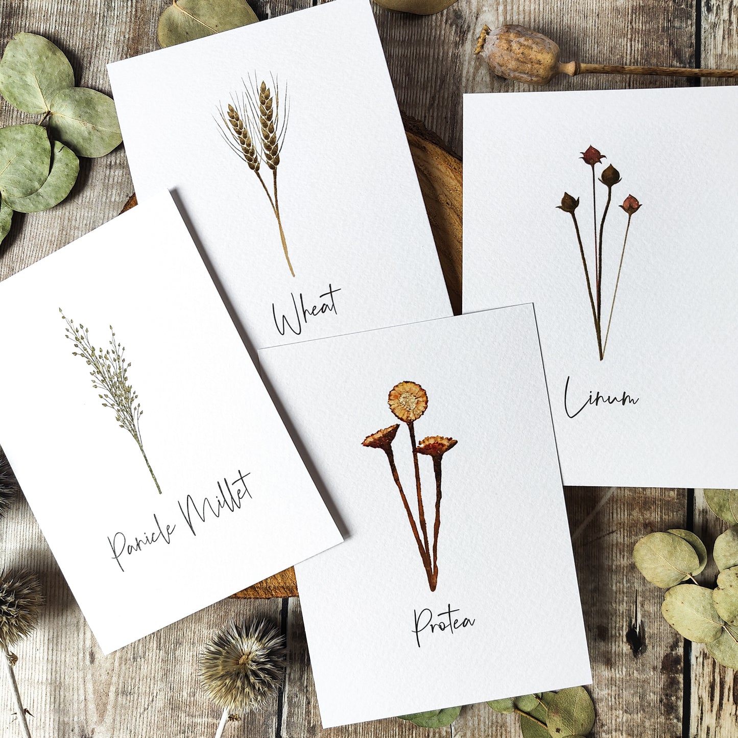 Dried Flowers Table Name Cards
