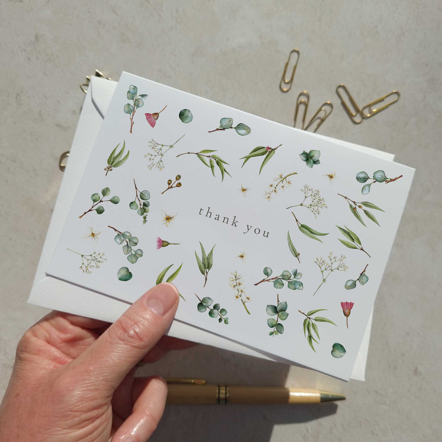 Eucalyptus and Gypsophila Thank You Cards