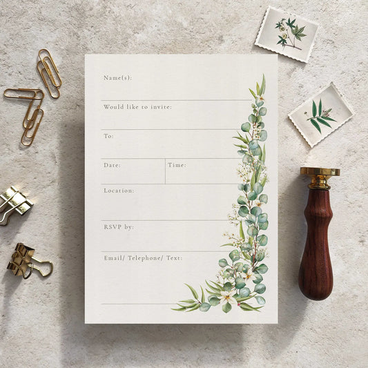 Eucalyptus and Gypsophila Ready To Write Invitations