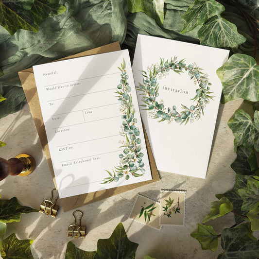 Eucalyptus and Gypsophila Ready To Write Invitations