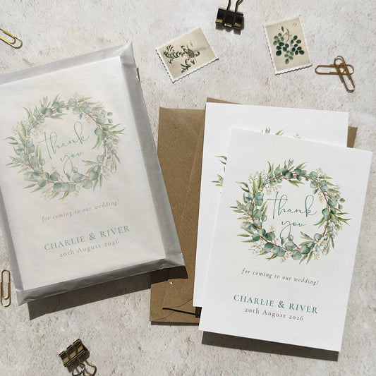 Eucalyptus and Gypsophila Personalised Thank You Cards