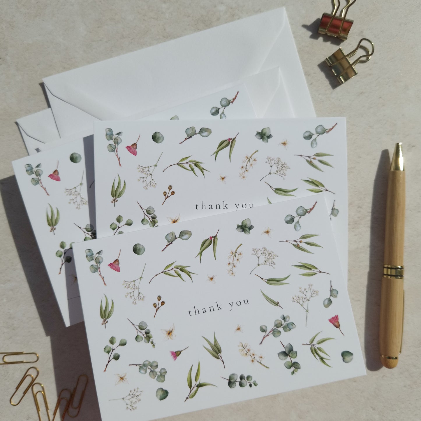 Eucalyptus and Gypsophila Thank You Cards