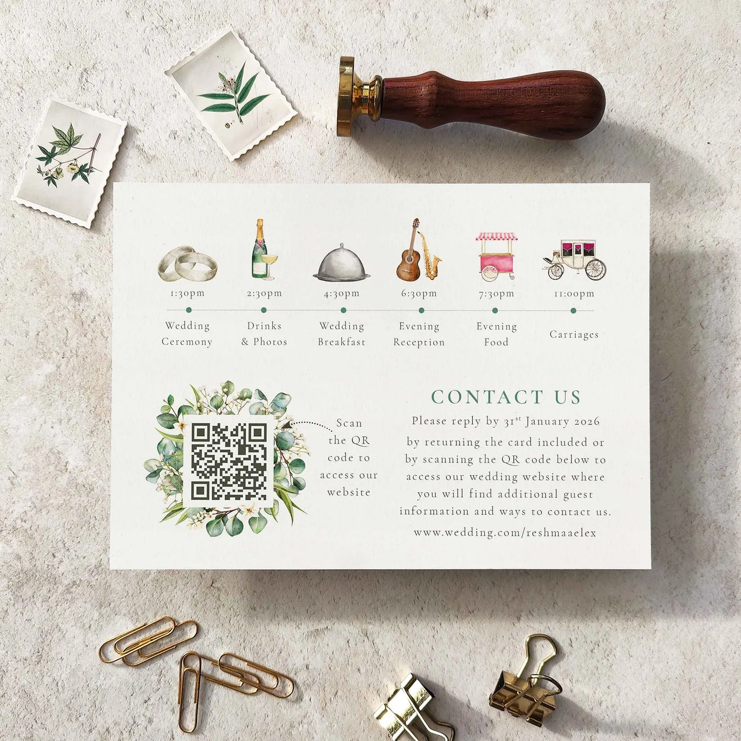 Eucalyptus and Gypsophila Evening Invitation