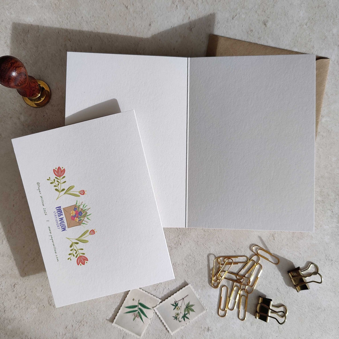 Folk Style Folded Thank You Cards & Envelopes