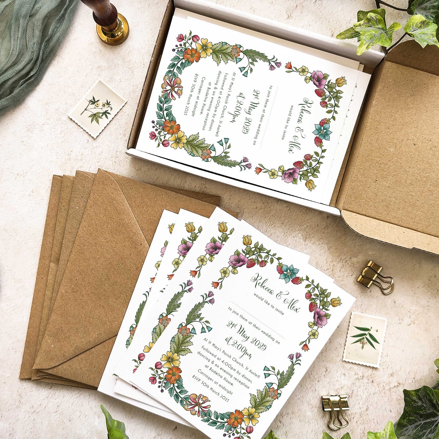 Vintage Retro Floral Evening Wedding Invitation