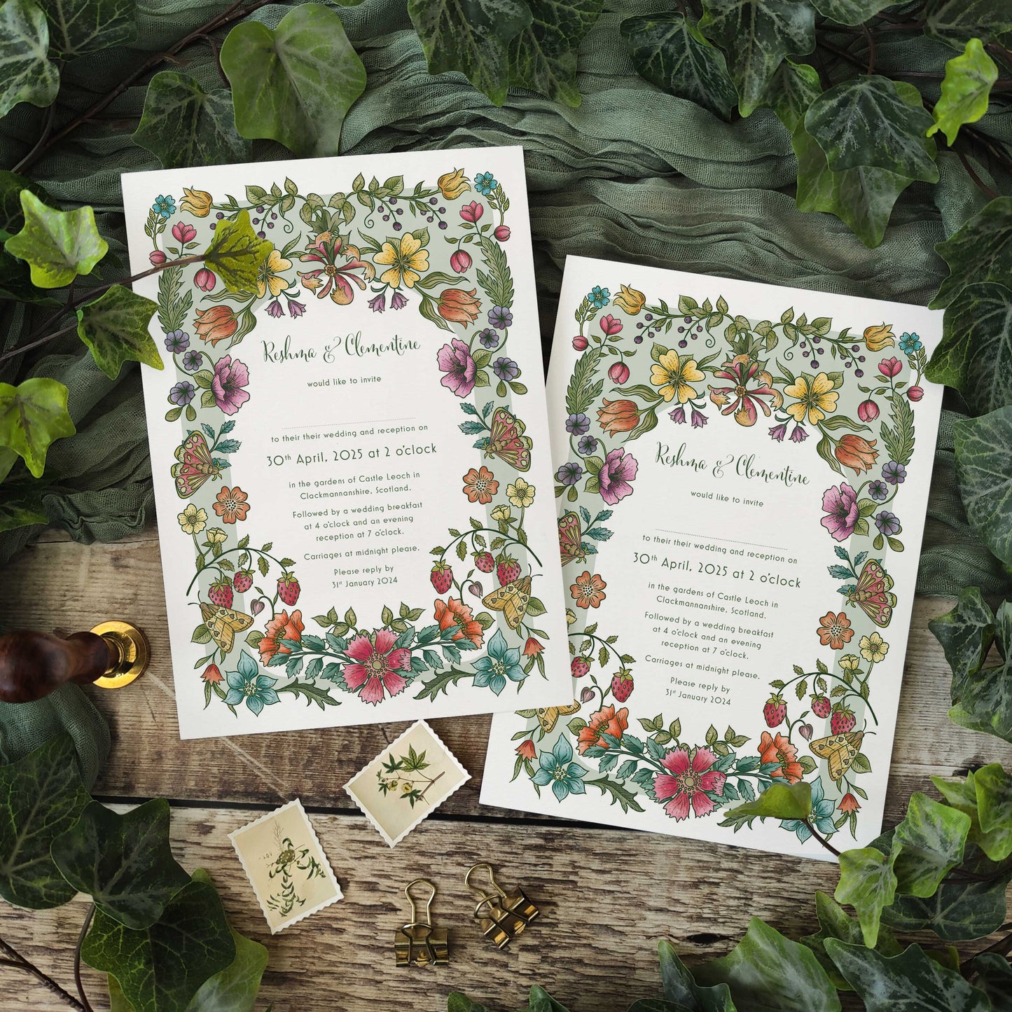 Folk Florals A5 Invitation