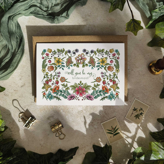 Folk Florals Bridesmaid Cards