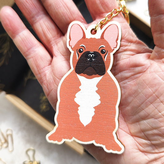 French Bulldog Wooden Keyring