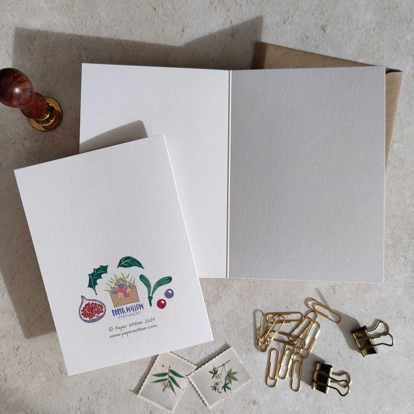 Winter Block Print Christmas Cards & Envelopes
