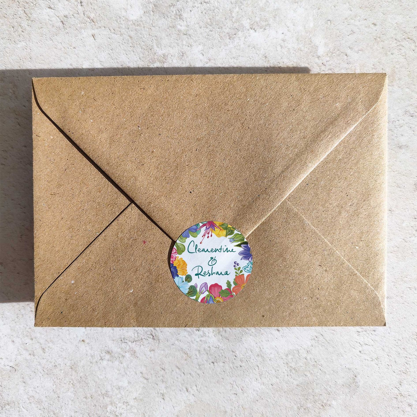Bright and Colourful Festive Floral Personalised Names Stickers (35 stickers)