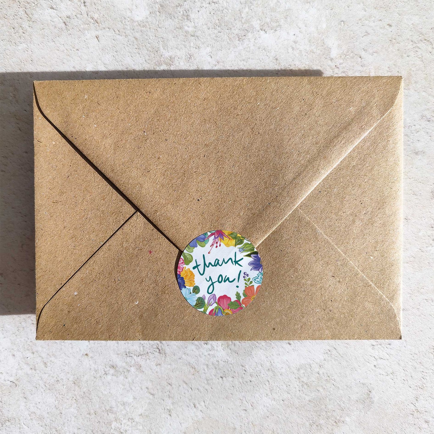 Bright and Colourful Festive Floral Thank You Stickers (35 stickers)