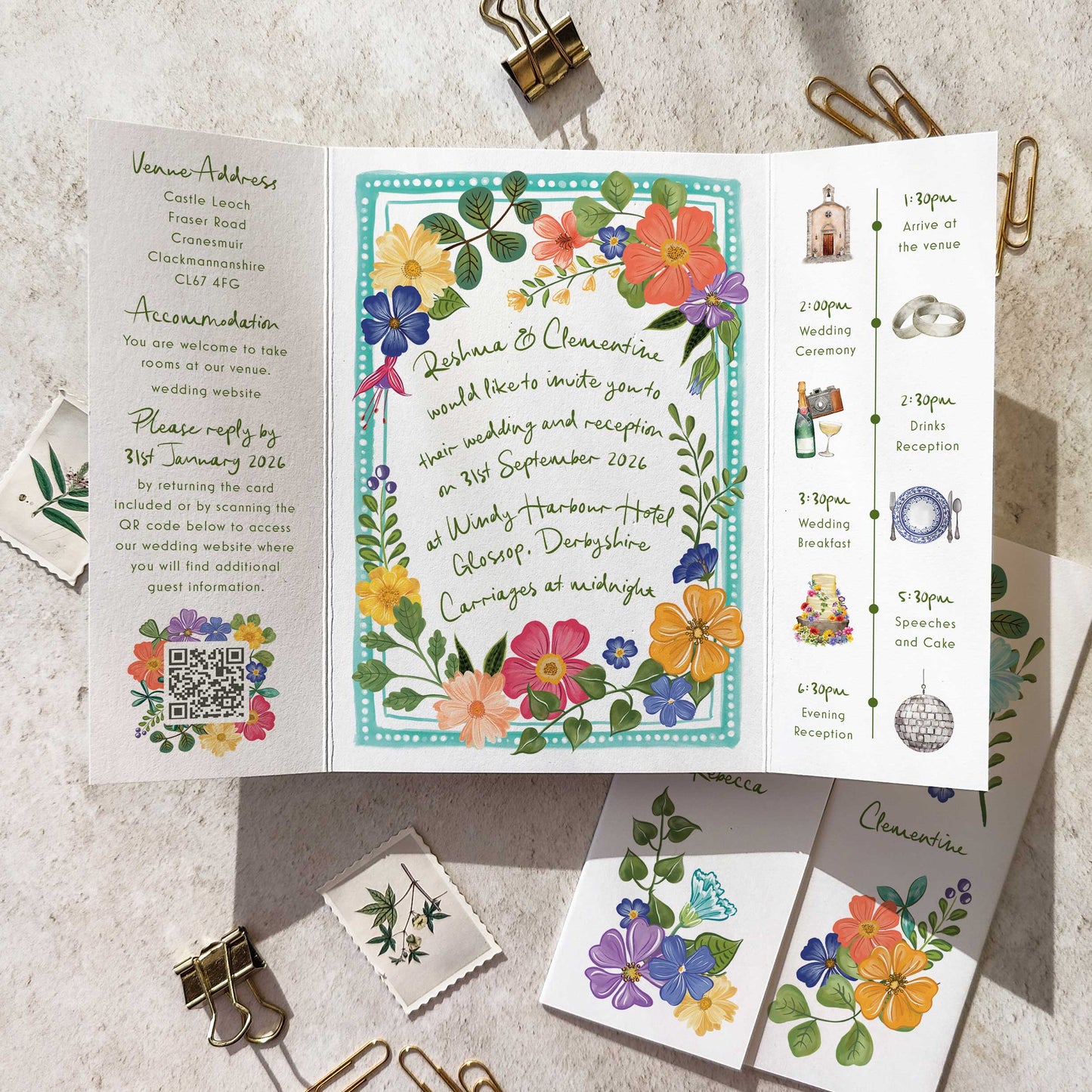 Floral Festivity Gatefold A6 Invitation