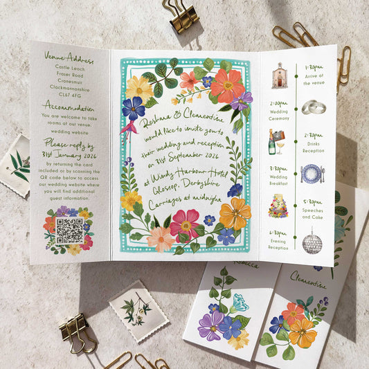 Floral Festivity Gatefold A6 Invitation