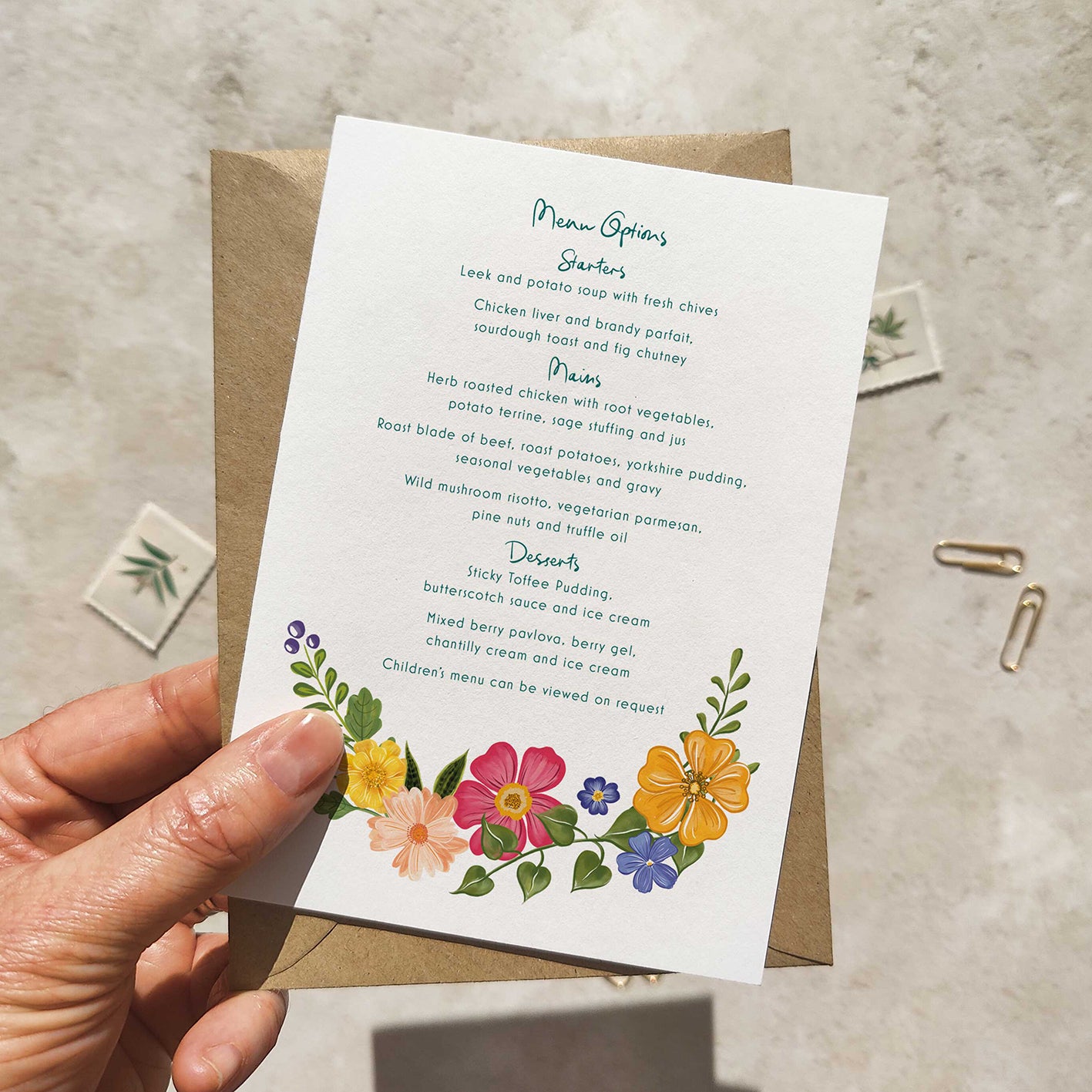 Bright and Colourful Festive Floral Gatefold 5x7 Wedding Invitation
