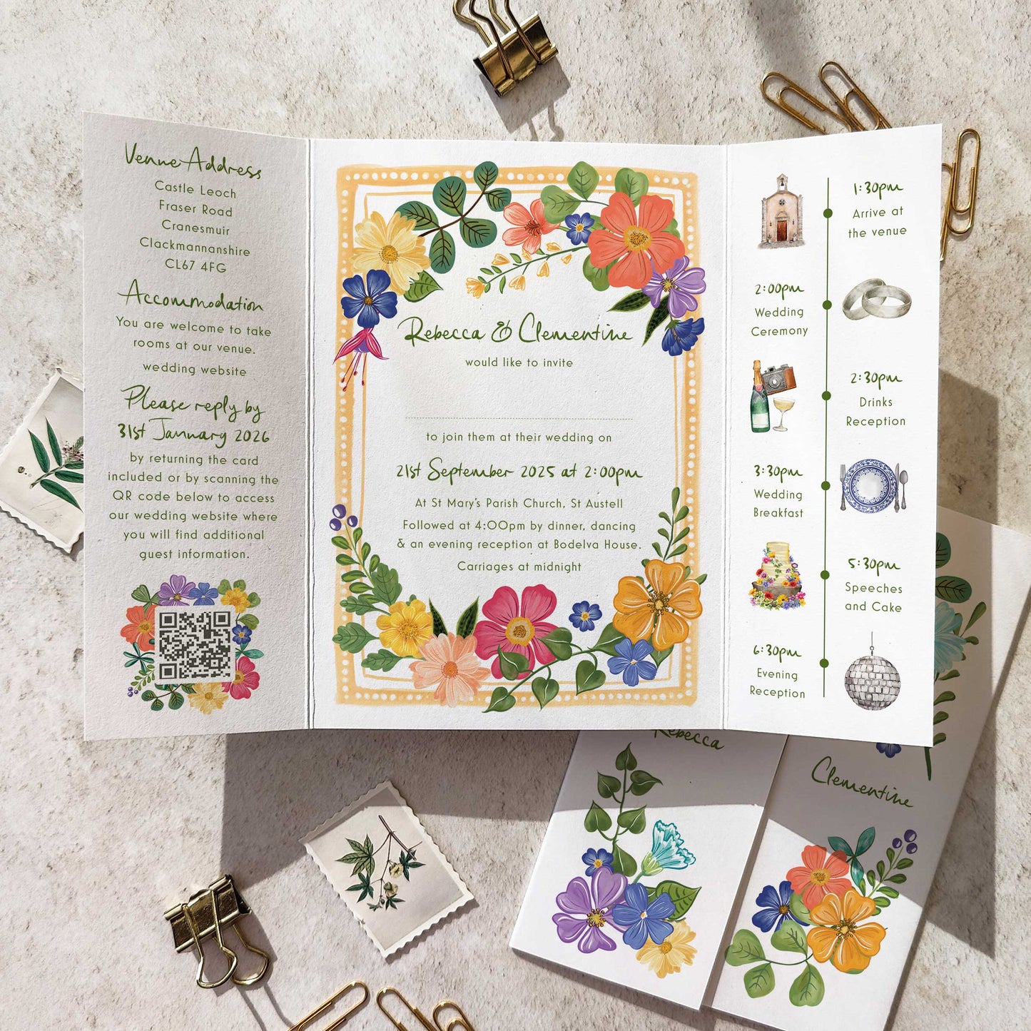 Floral Festivity Gatefold A6 Invitation
