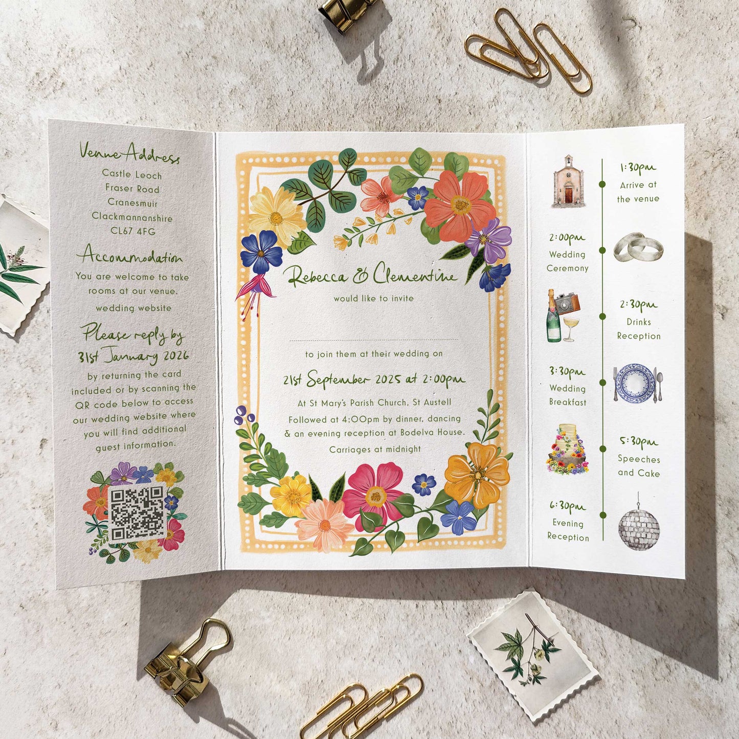 Floral Festivity Gatefold A6 Invitation