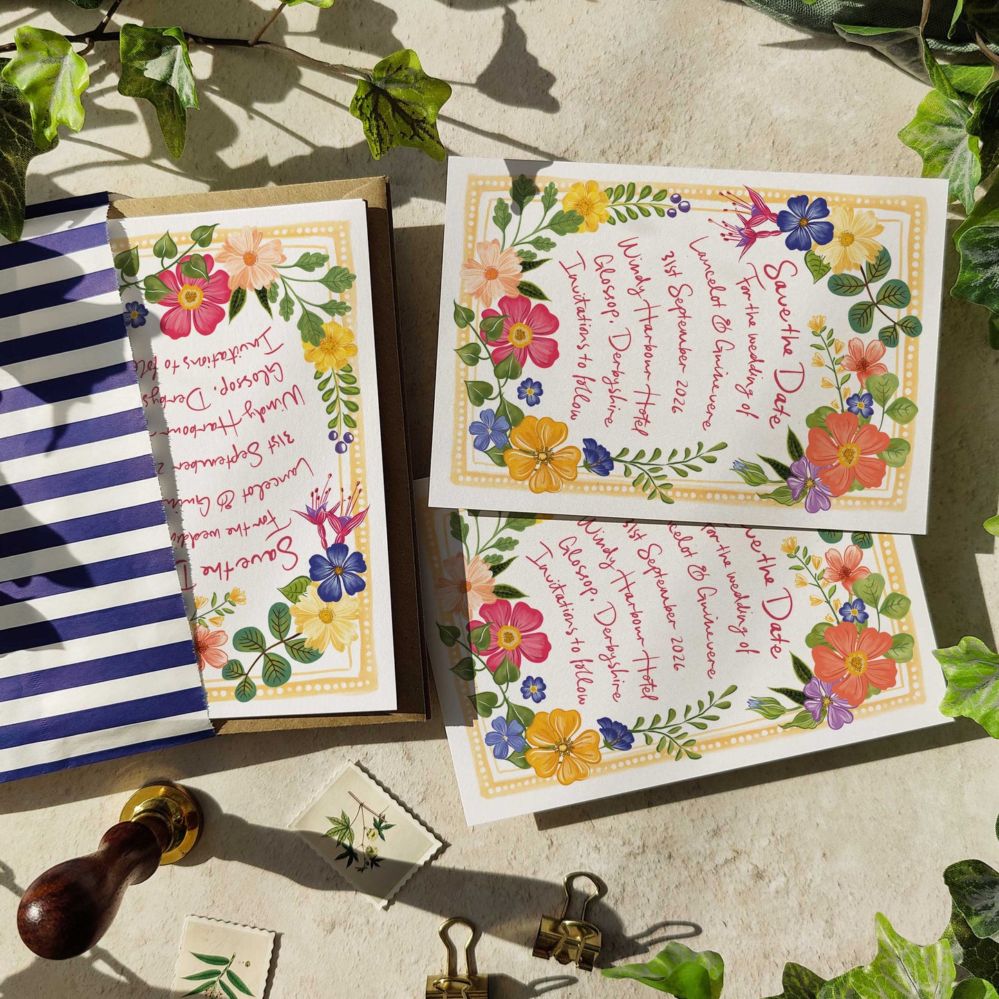 Floral Festivity Rectangle Save The Date Card