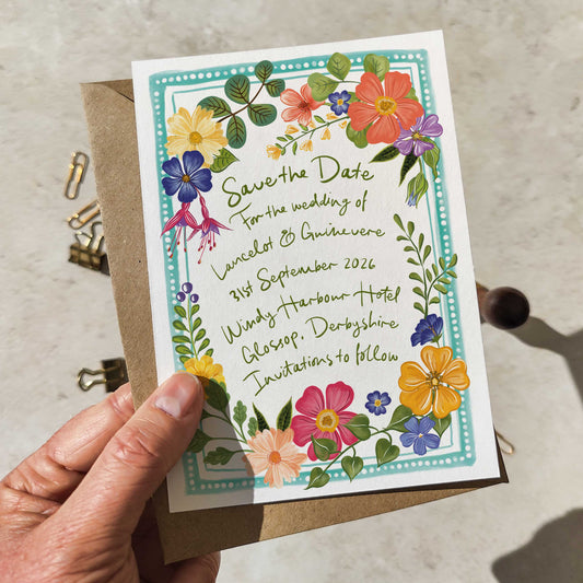 Floral Festivity Rectangle Save The Date Card