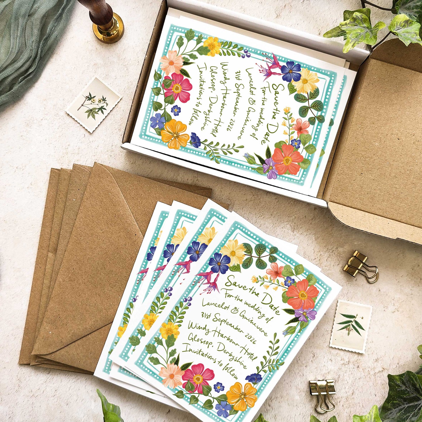 Floral Festivity Rectangle Save The Date Card
