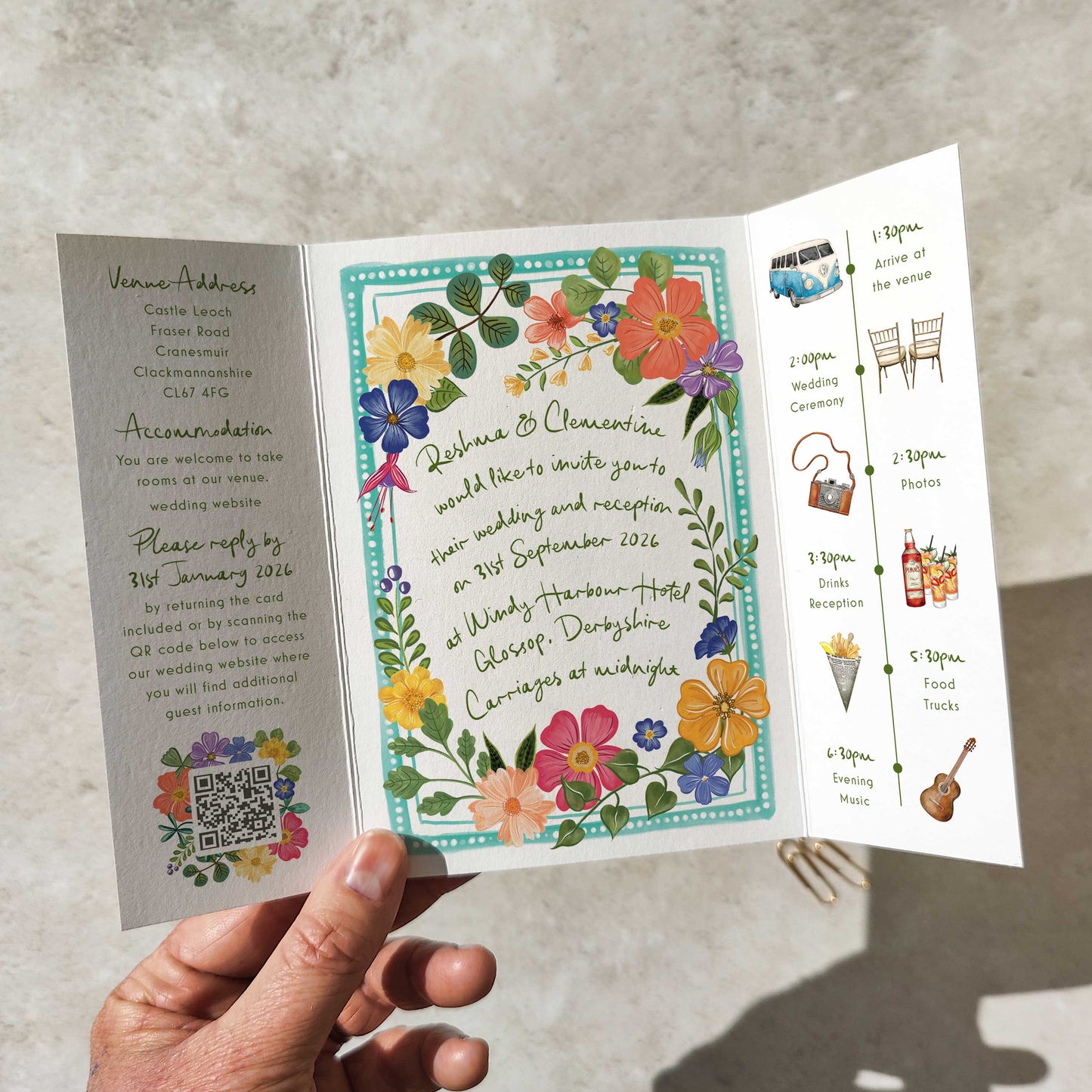 Floral Festivity Gatefold A6 Invitation