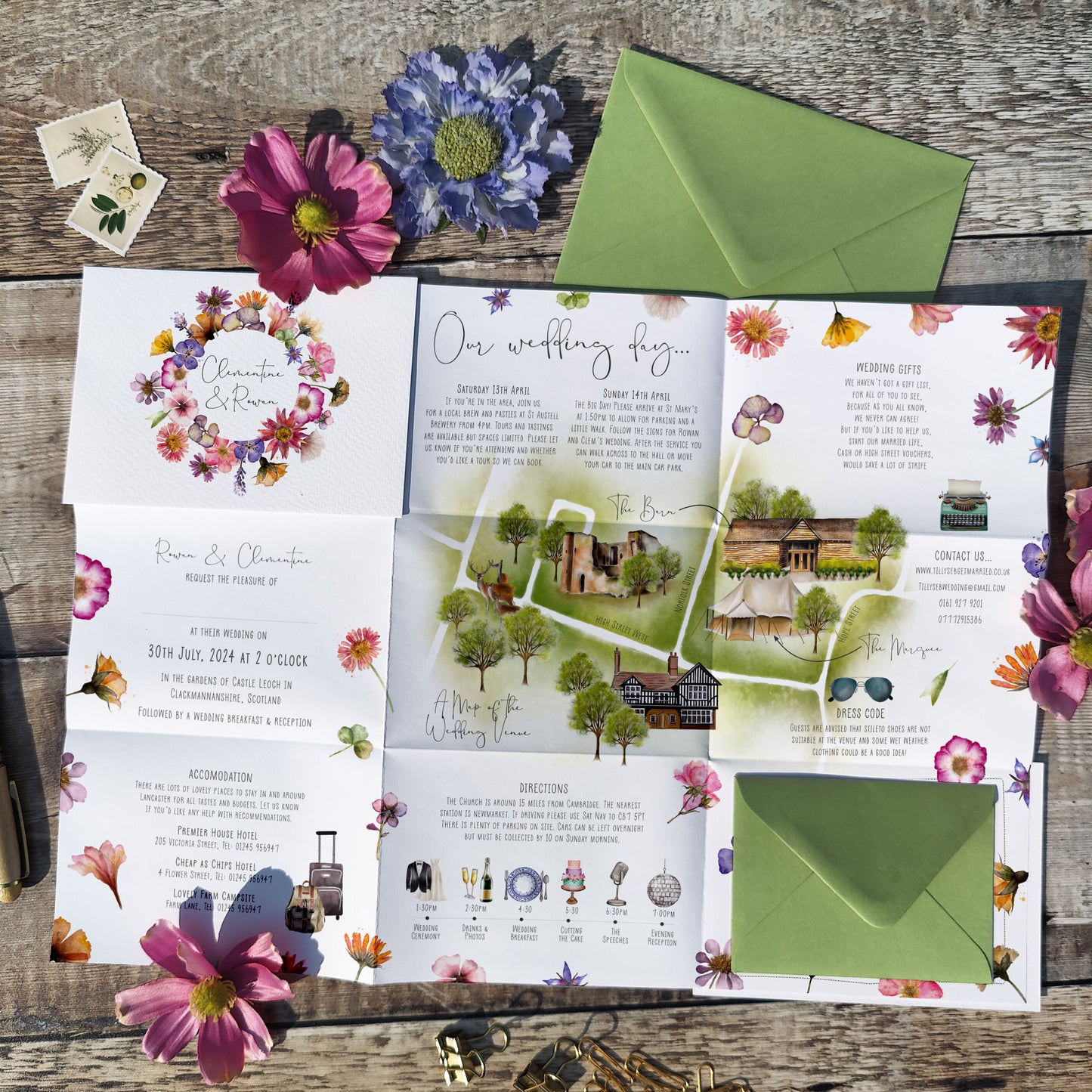 Pressed Flowers Wedding Invitation Poster