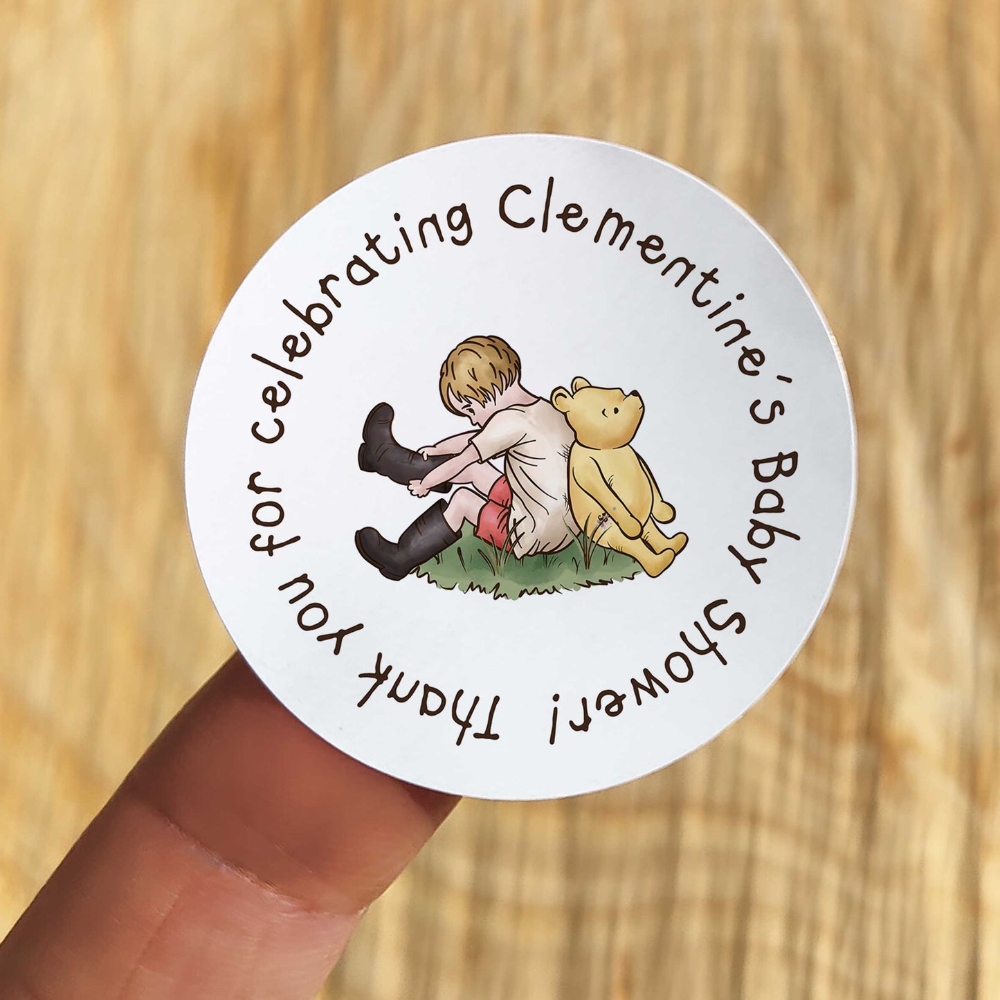 Winnie Christopher Personalised Baby Shower Stickers (35 stickers)