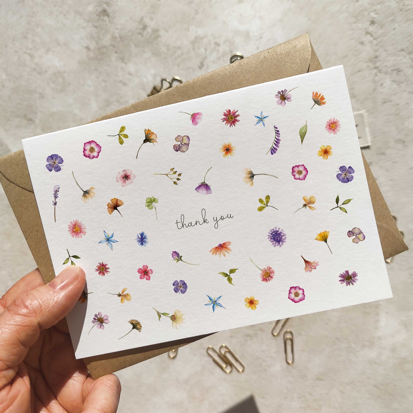Pressed Wildflowers Thank You Cards