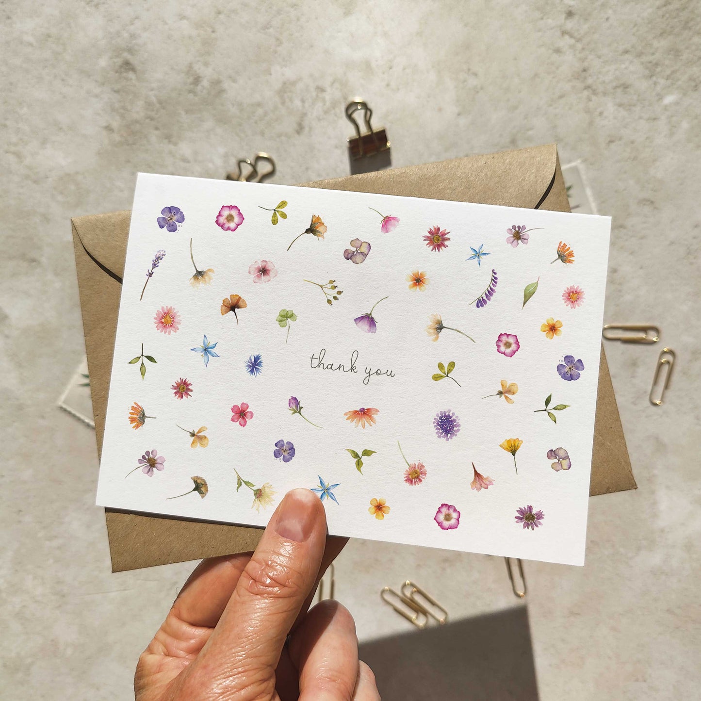 Pressed Wildflowers Thank You Cards