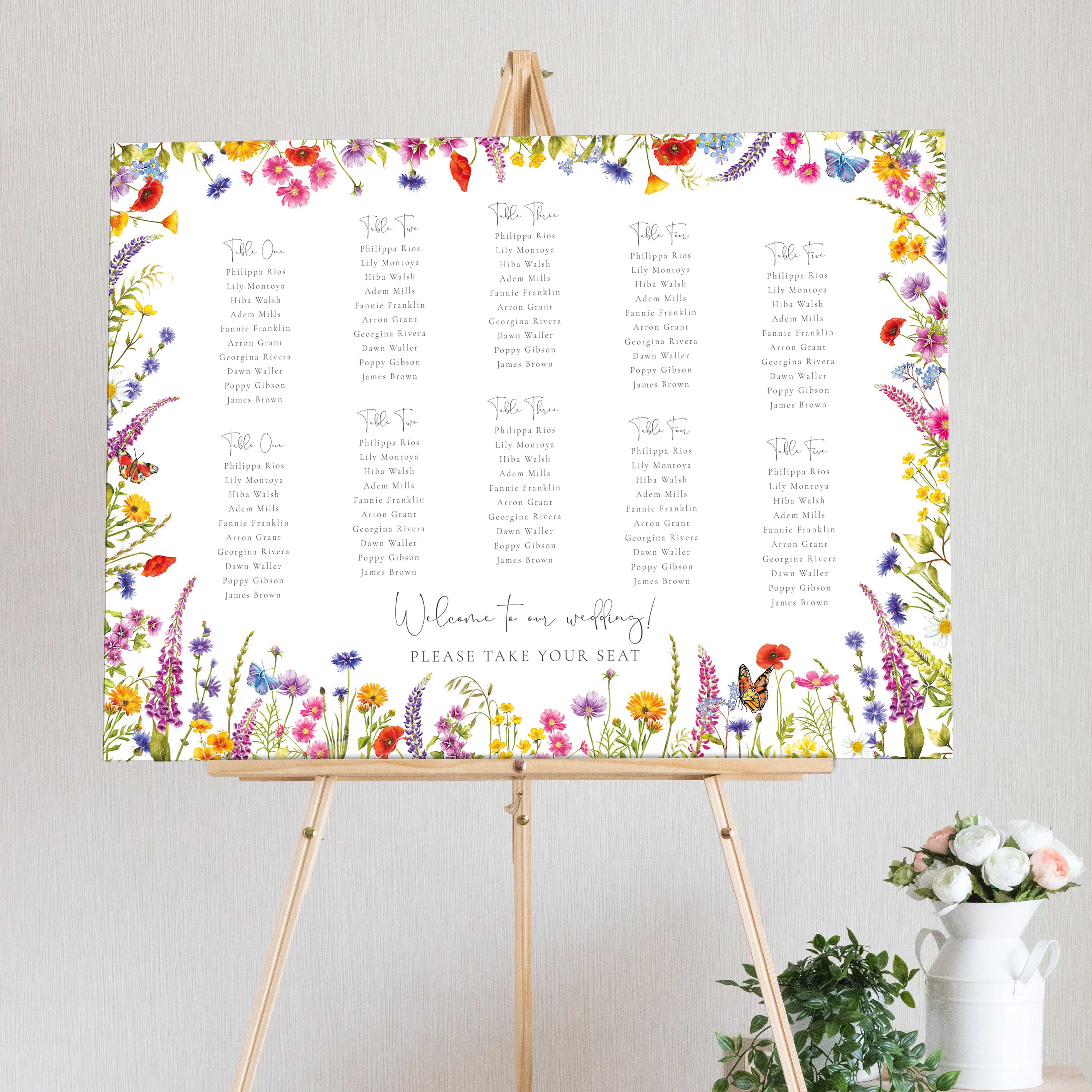 Table Plan Board Example Wildflower Meadow Table Plan Board – Paper Willow