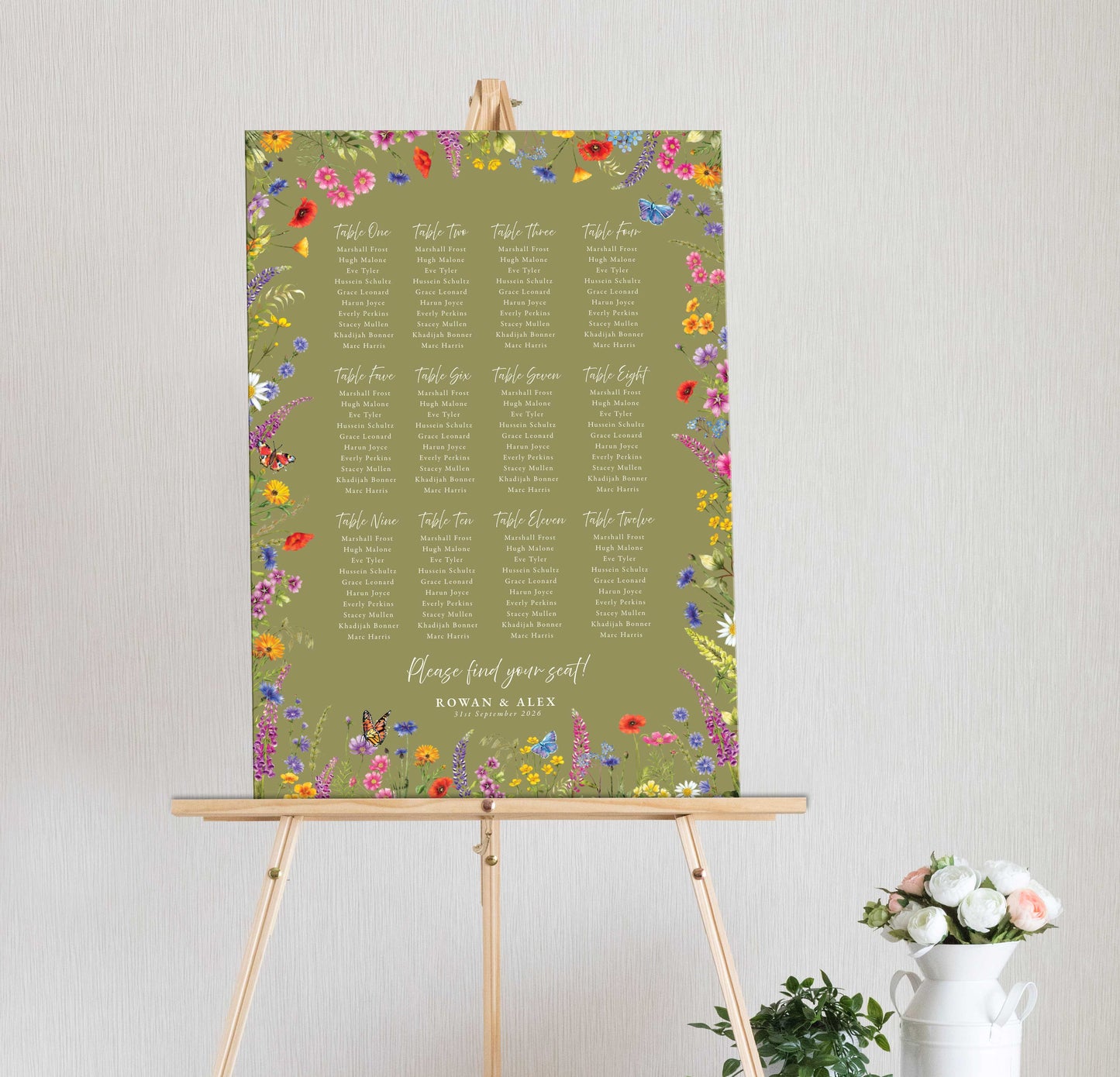 Wildflower Table Plan Digital File