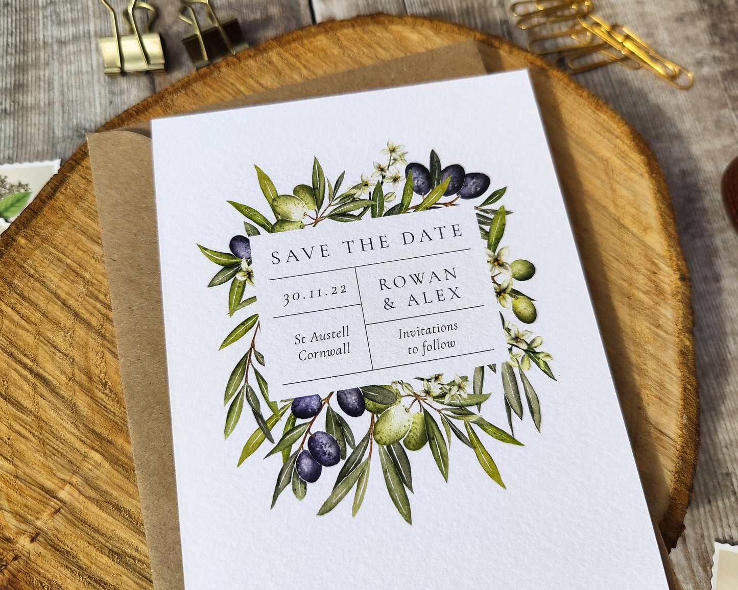 Mediterranean Olives Save The Date Card