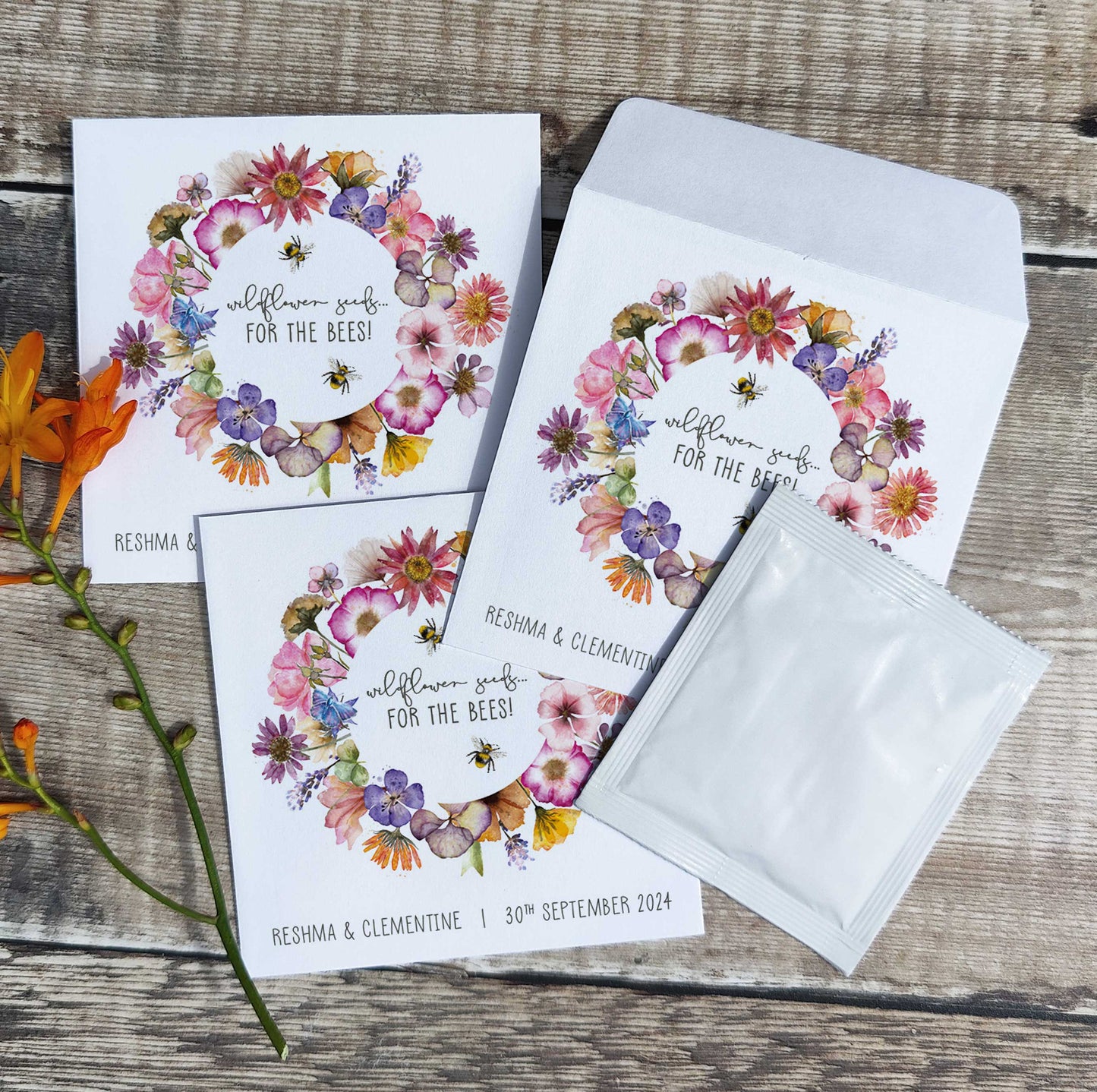 Pressed Flowers Seed Packet Favours (Pack of 10)