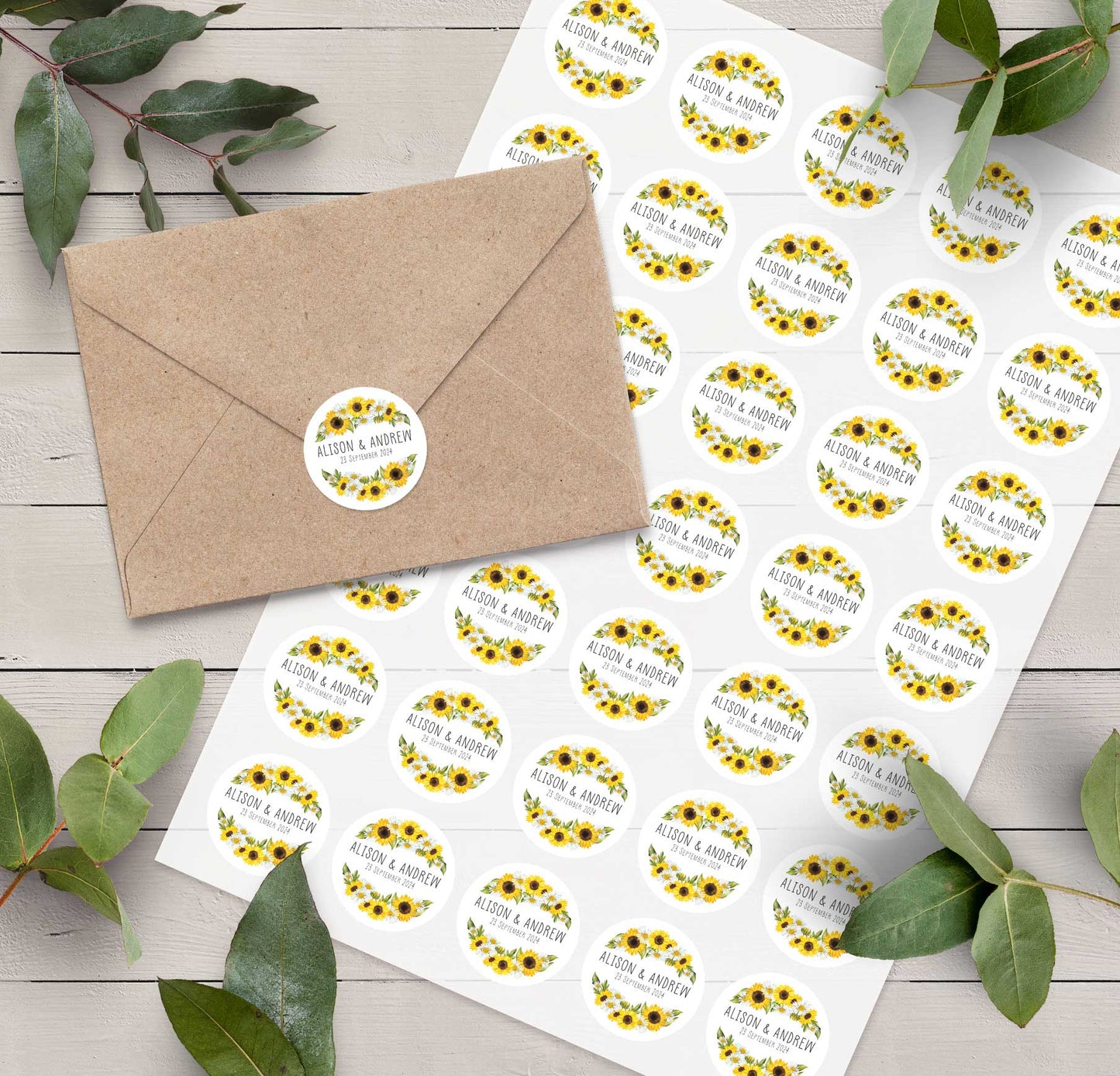 Sunflowers & Daisies Personalised Stickers (35 stickers)