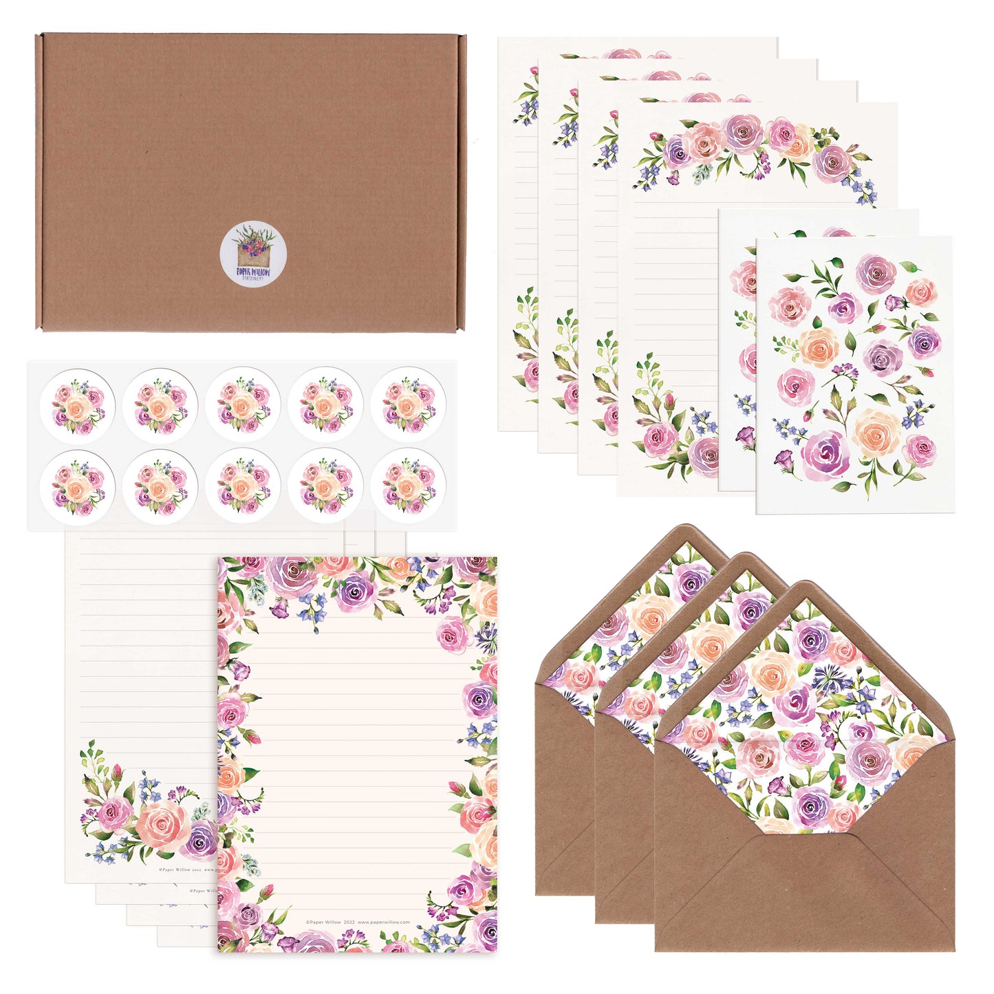 Pink Roses Letter Writing Set