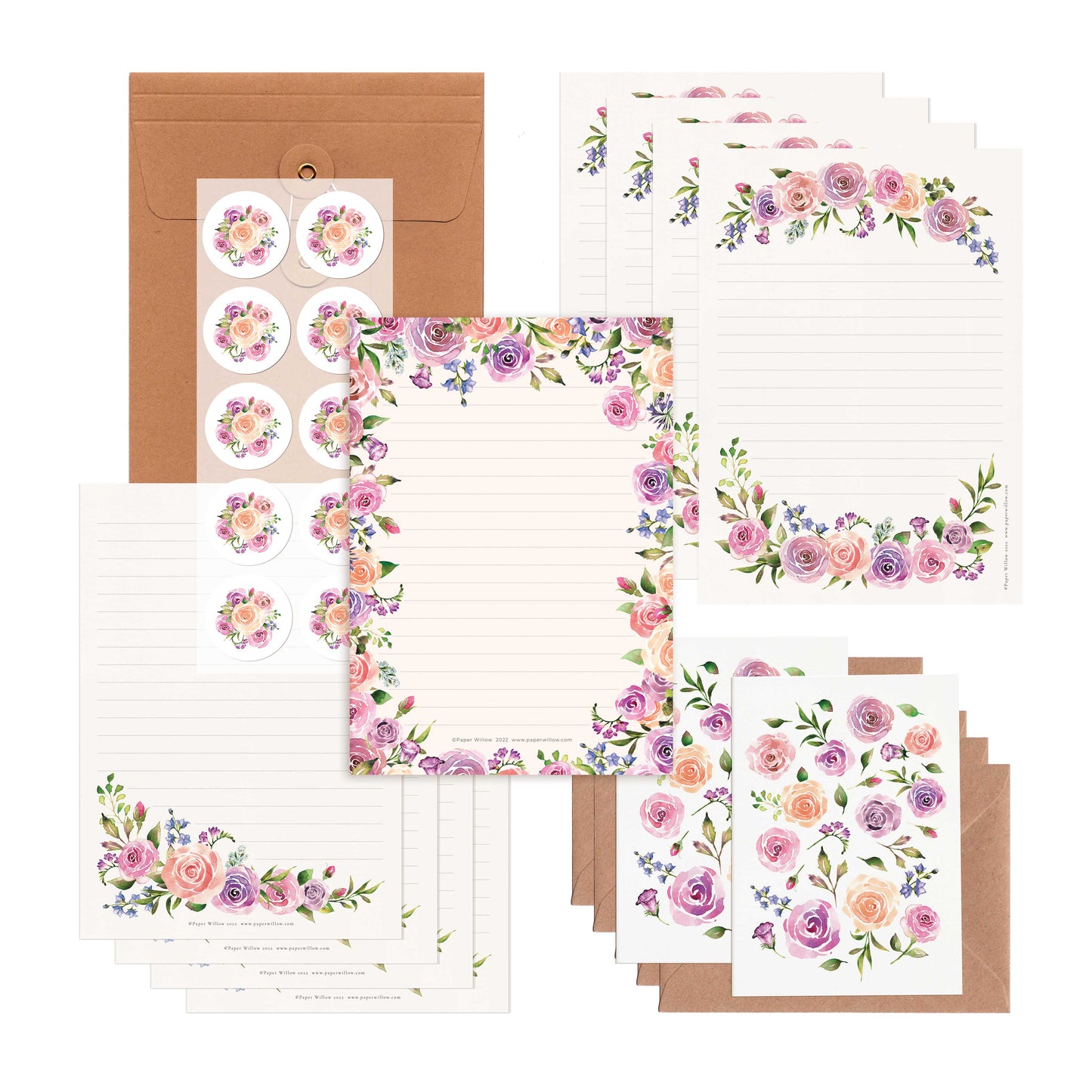 Pink Roses Letter Writing Set