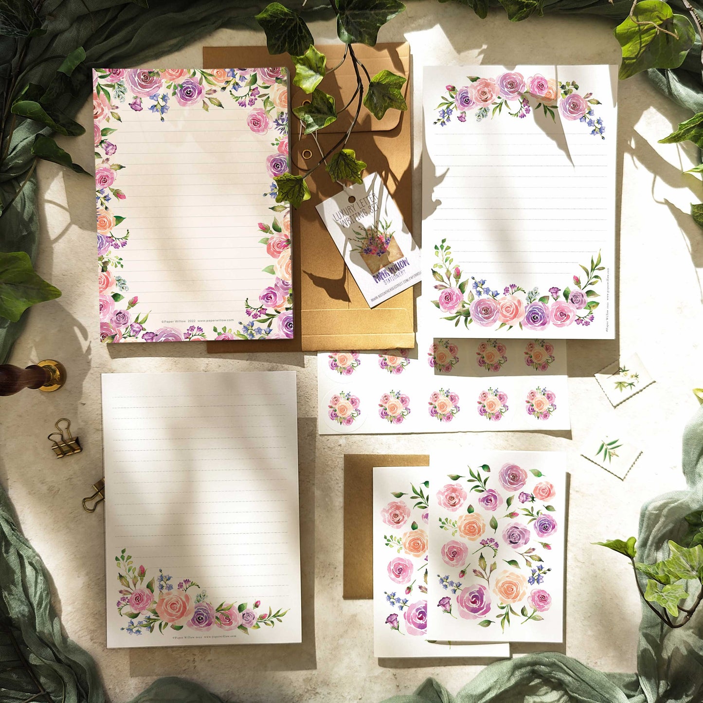 Pink Roses Letter Writing Set