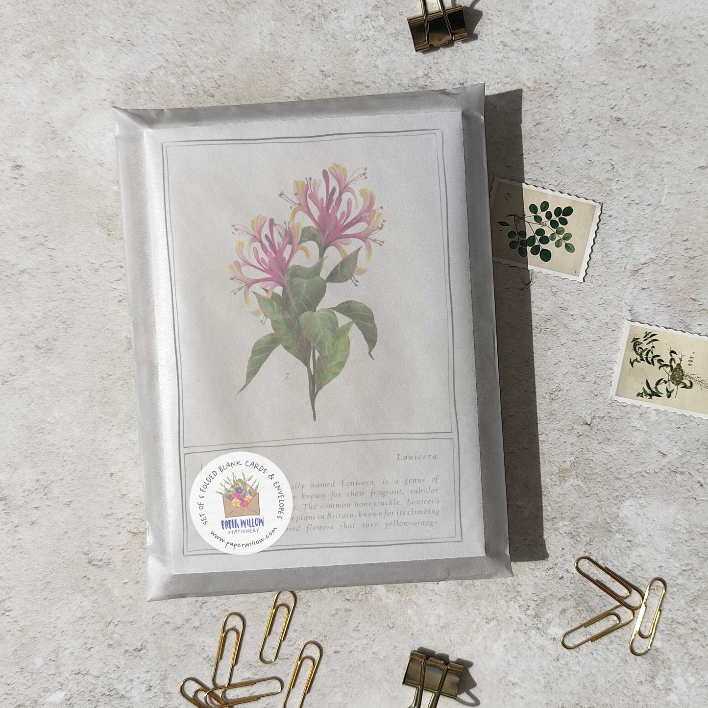 Set of 6 Wildflower Pink, Yellow & Orange Note Cards & Envelopes