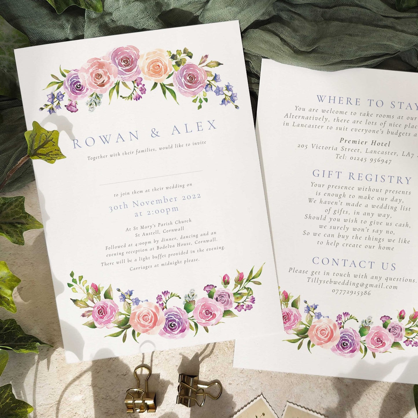 Rose Garden A5 Invitation