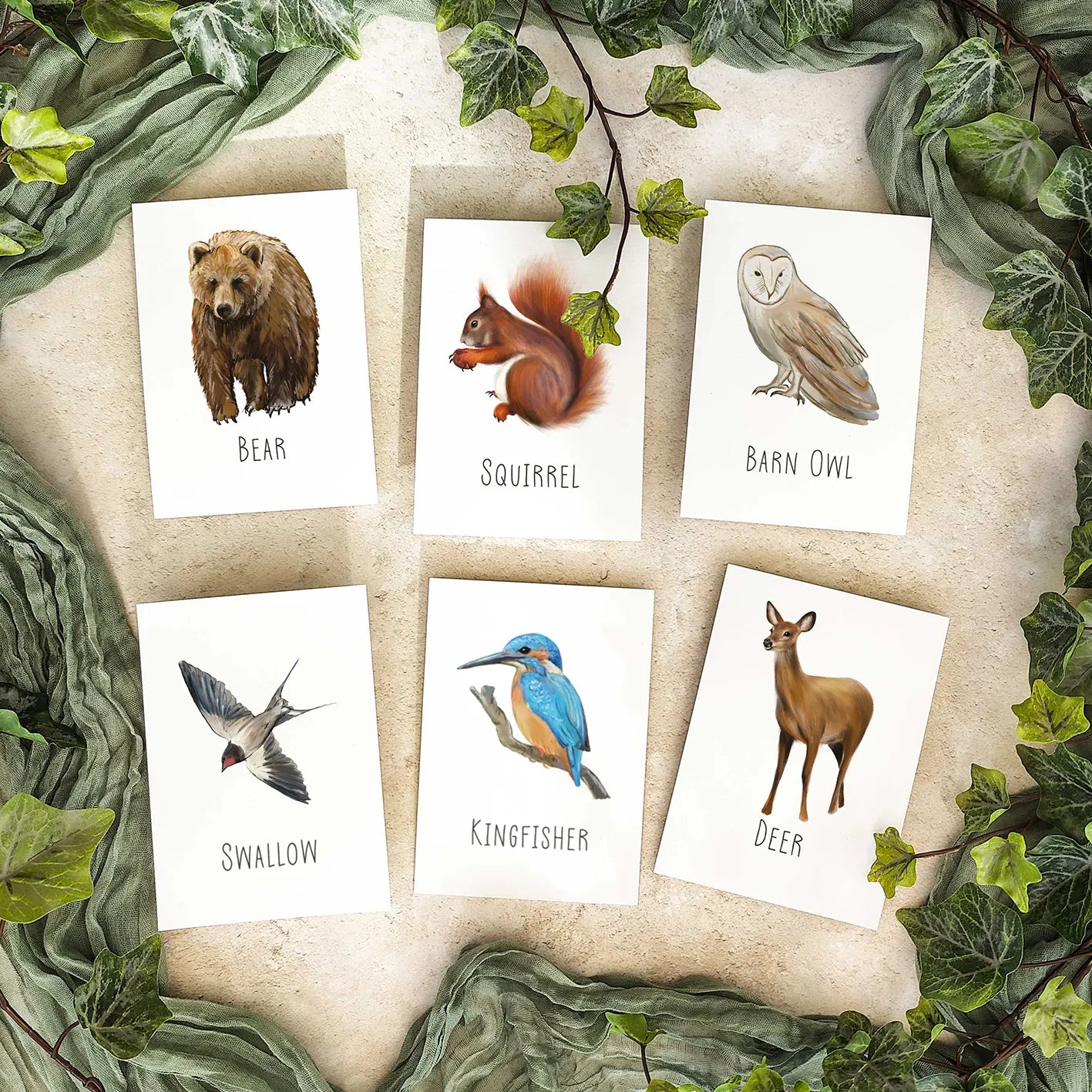Woodland Animals Plain Table Name Cards