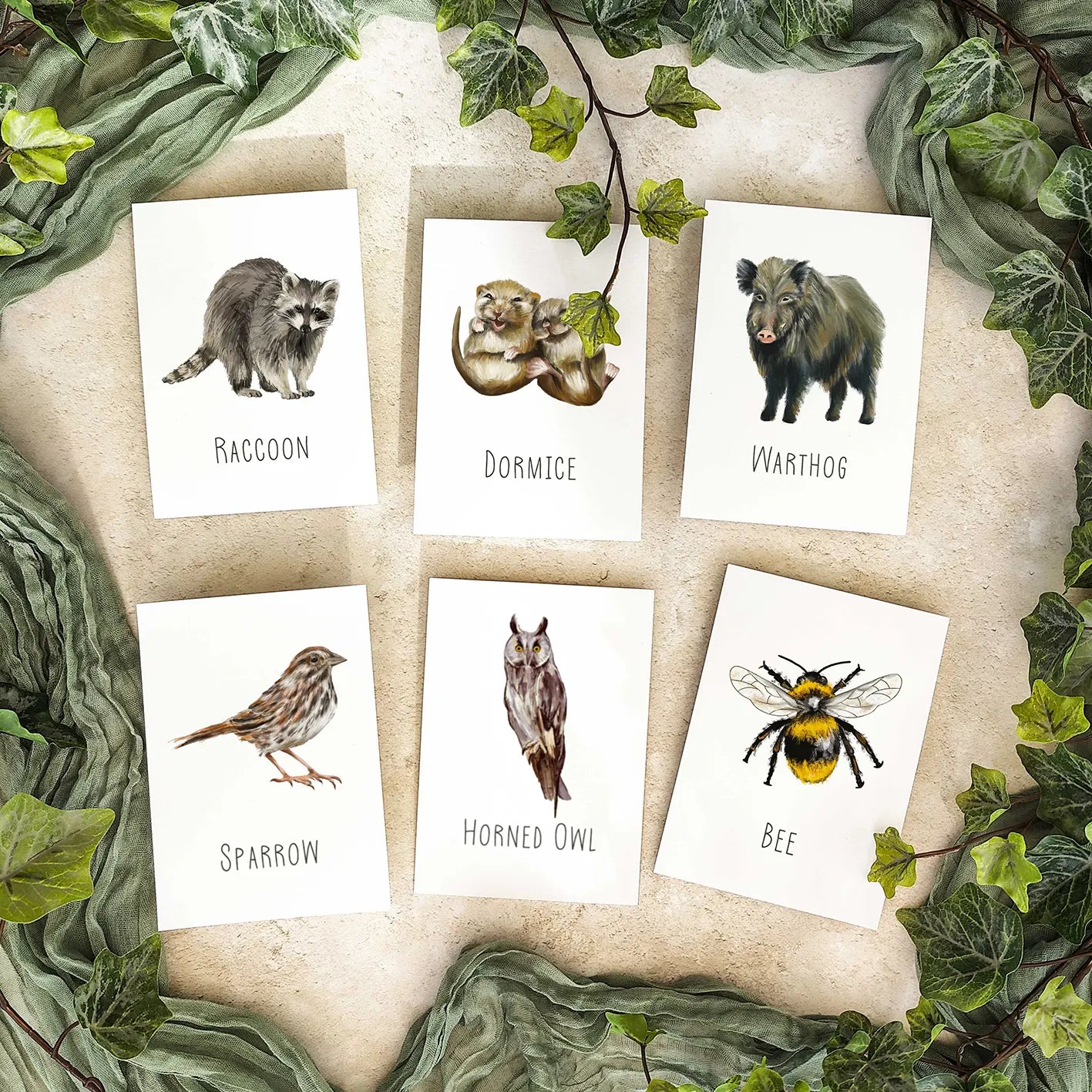 Woodland Animals Plain Table Name Cards