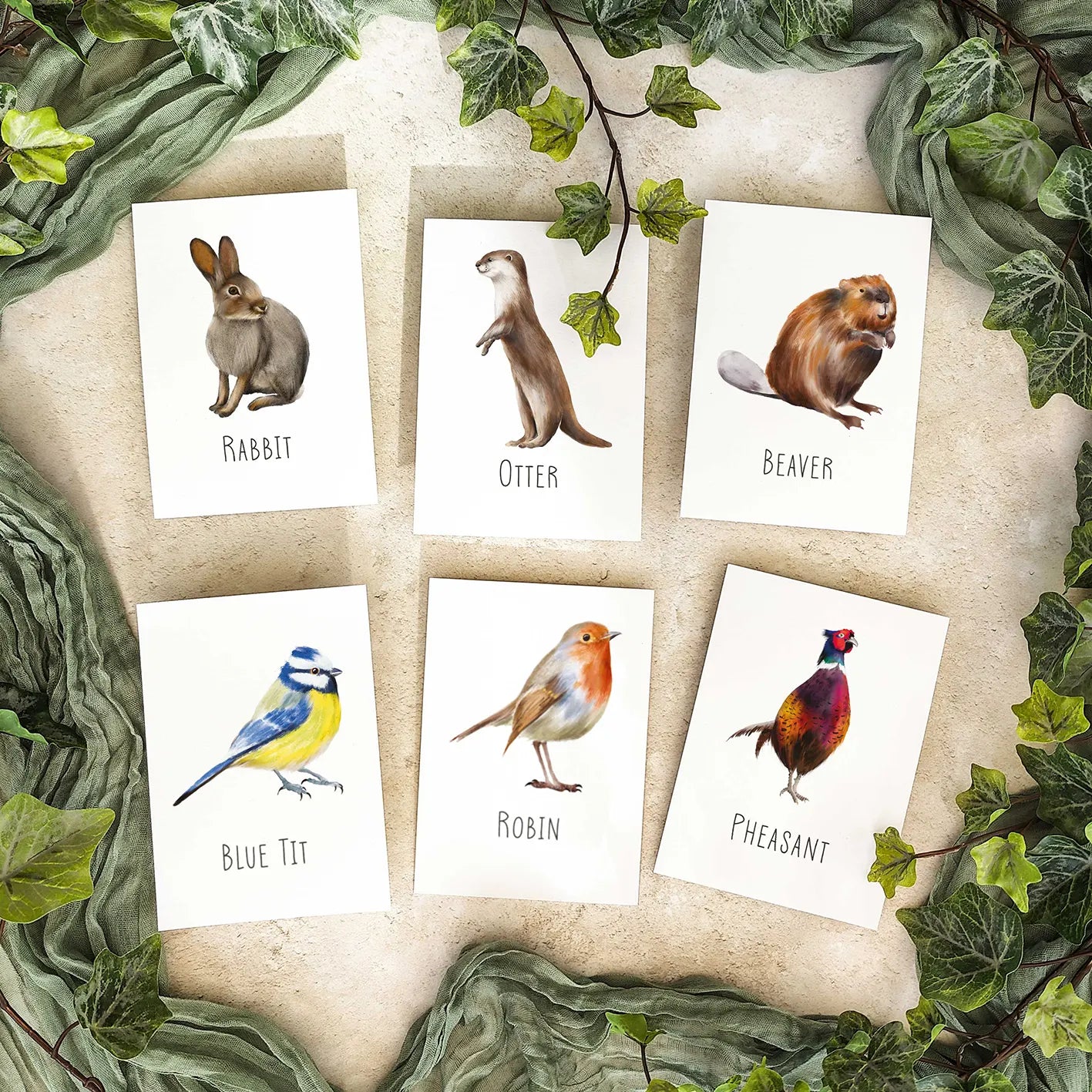 Woodland Animals Plain Table Name Cards