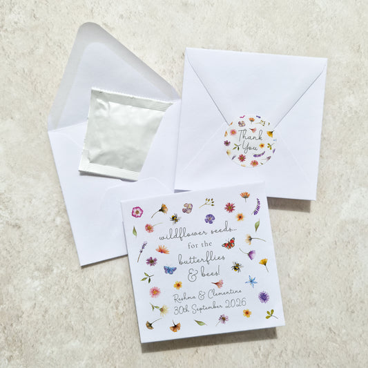 Pressed Wildflowers Seed Packet Favours (Butterflies and bees) (Pack of 10)