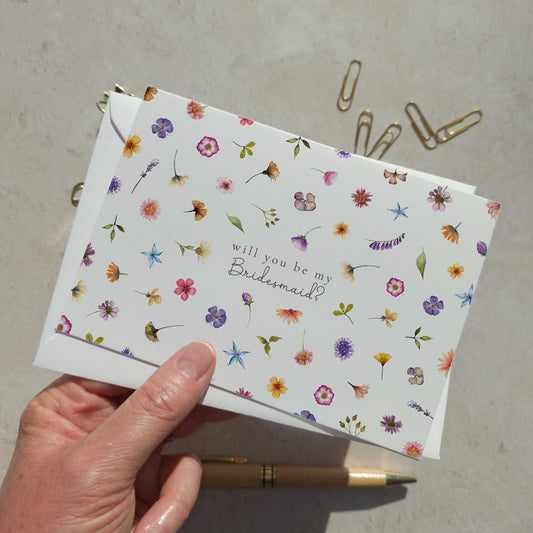 Pressed Wildflowers Bridesmaid Cards