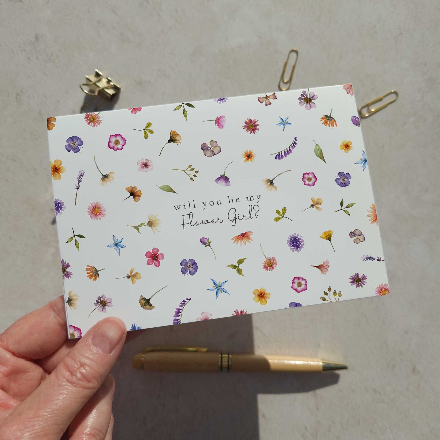 Pressed Wildflowers Bridesmaid Cards