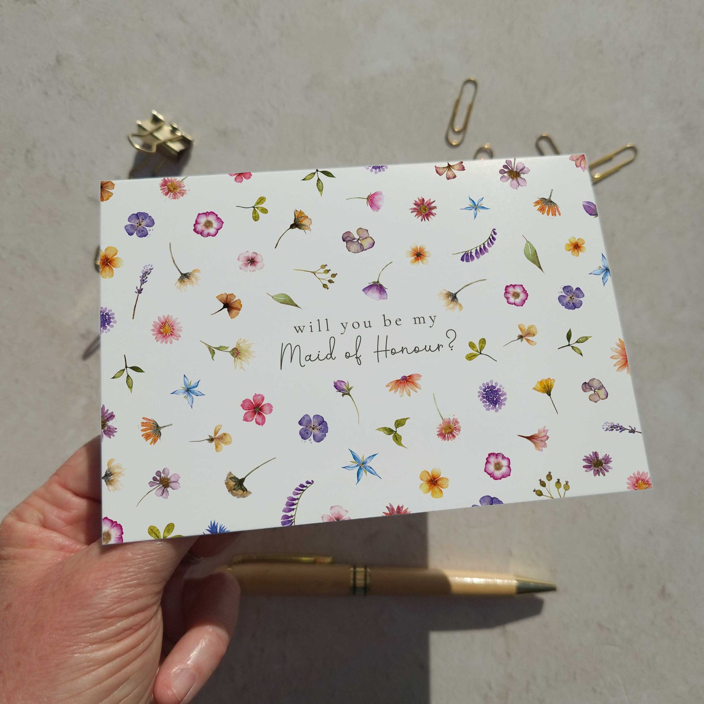 Pressed Wildflowers Bridesmaid Cards