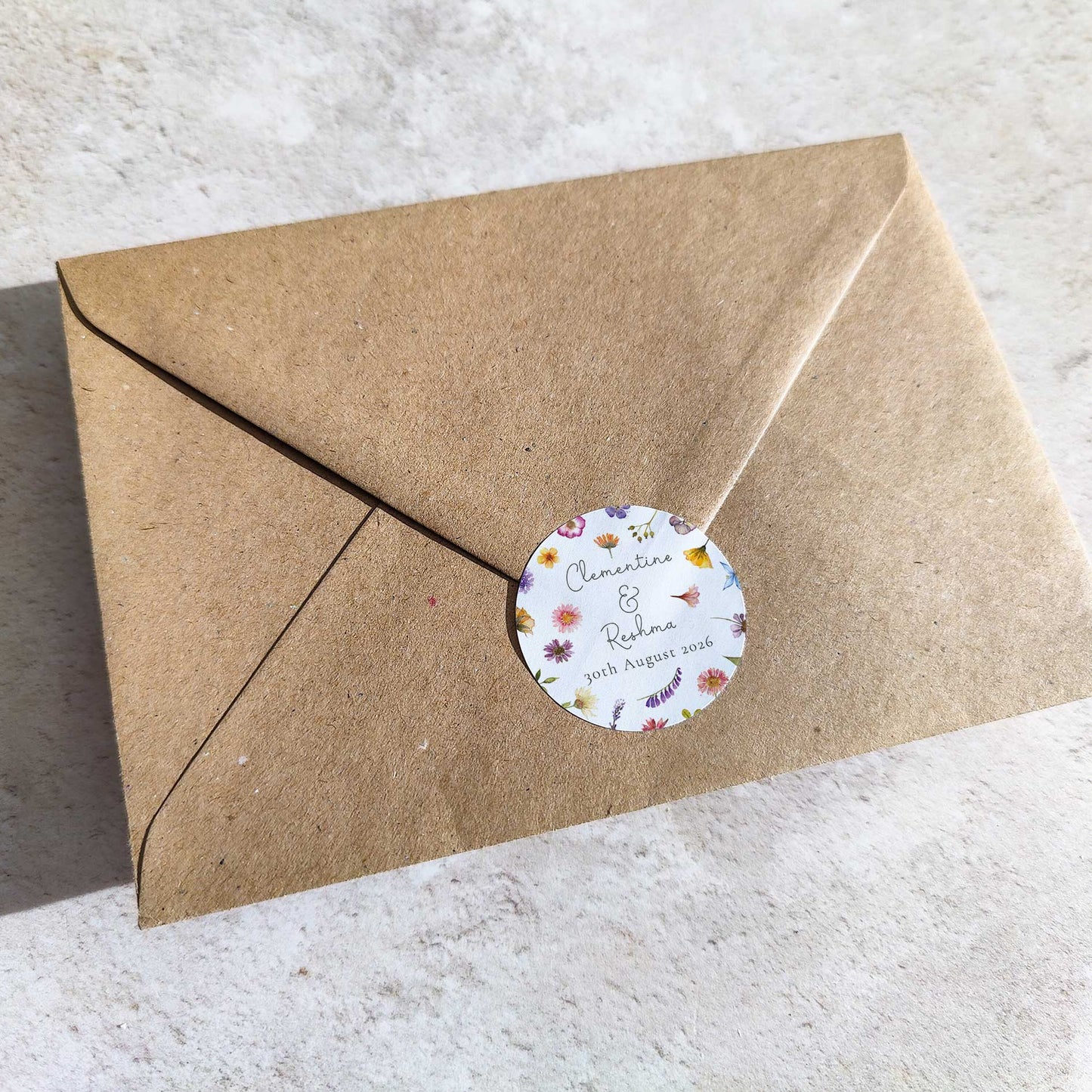 Pressed Wildflowers Personalised Name and Date Stickers (35 stickers)