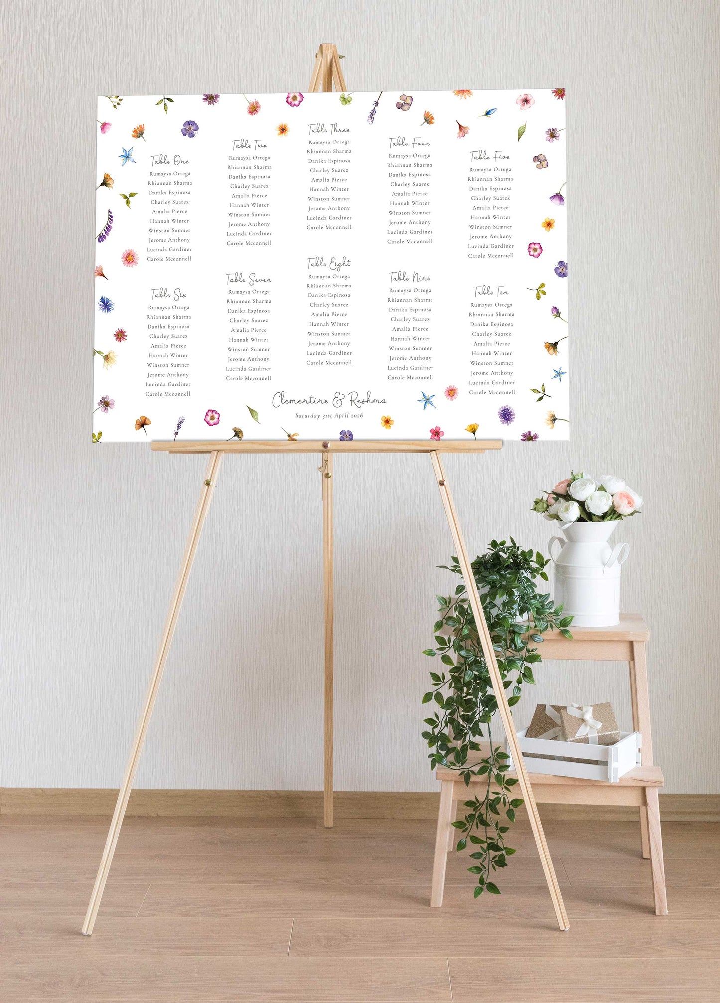 Pressed Wildflowers Table Plan Board
