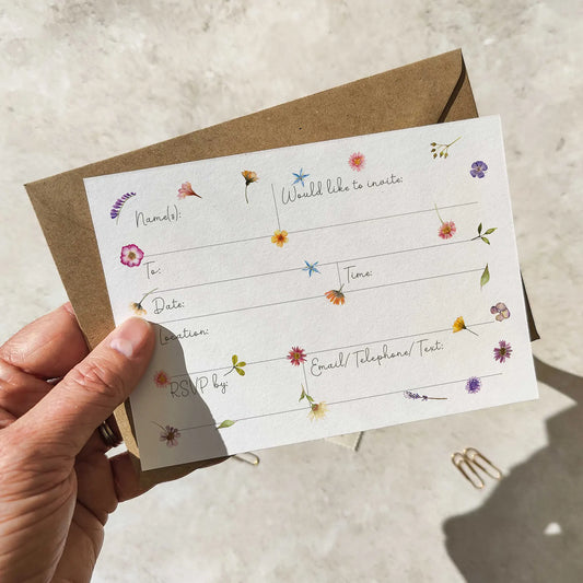 Pressed Wildflowers Ready To Write Invitations