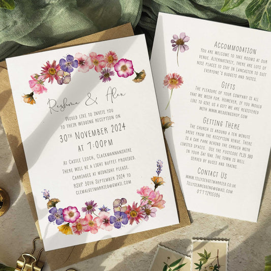 Pressed Flowers Portrait Evening Invitation