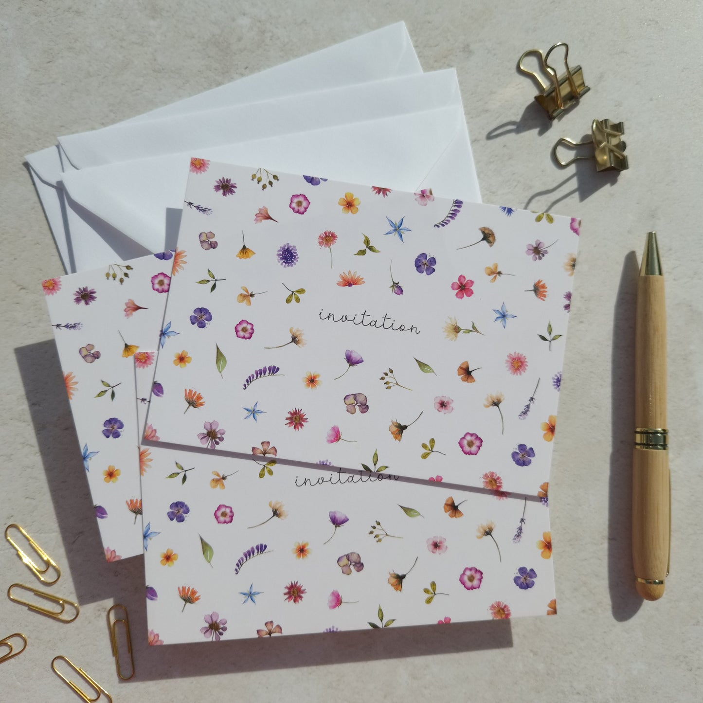 10 x Pressed Wildflowers Ready To Write Invitations